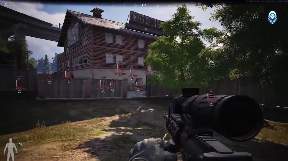 Player ESP Setup Arena Breakout Infinite player wallhack boxes with weapon and distance ESP