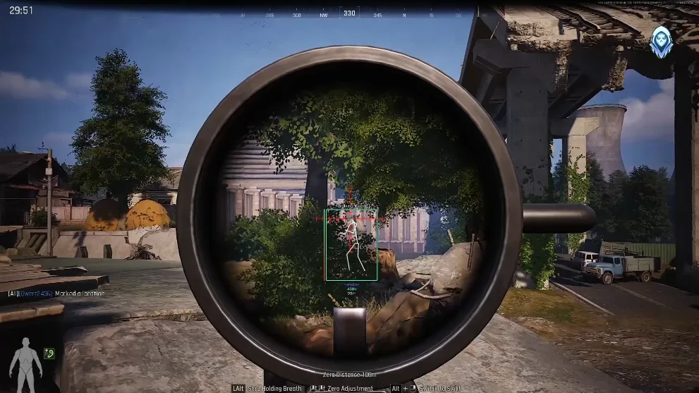 Arena Breakout Infinite skeleton ESP through sniper scope